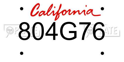 804G76 California License Plate