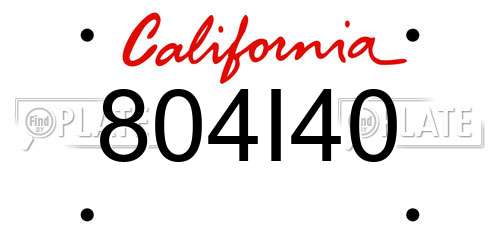 804I40 California License Plate