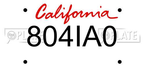 804IA0 California License Plate