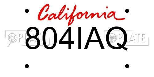 804IAQ California License Plate