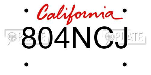 804NCJ California License Plate