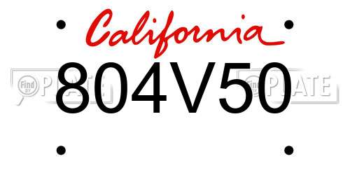 804V50 California License Plate