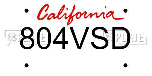 804VSD California License Plate