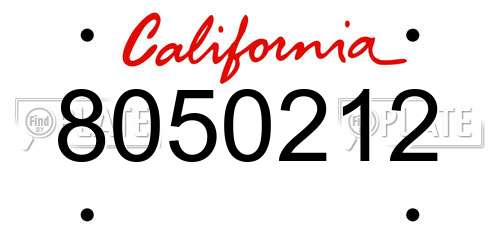 8050212 California License Plate