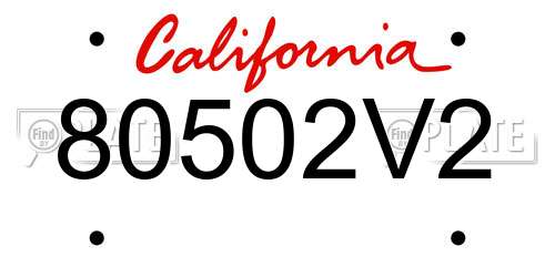 80502V2 California License Plate