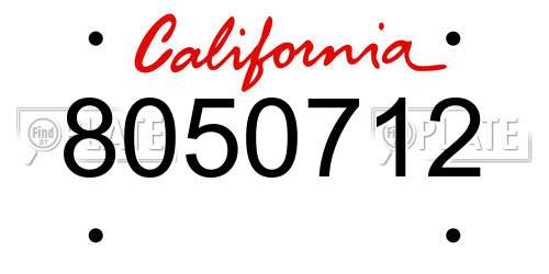 8050712 California License Plate