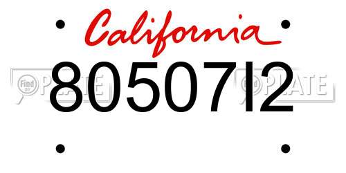 80507I2 California License Plate