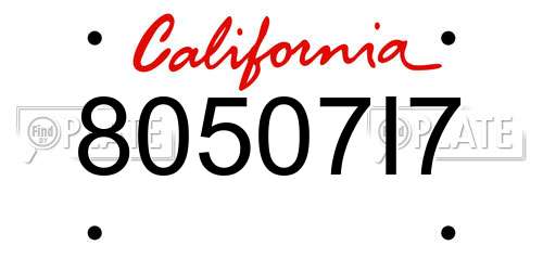 80507I7 California License Plate