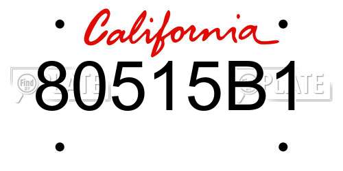 80515B1 California License Plate