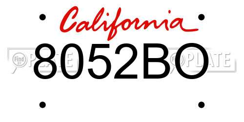 8052BO California License Plate