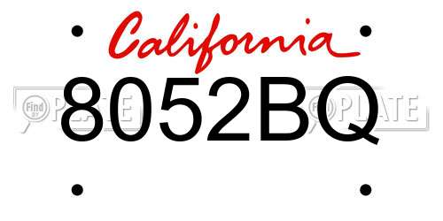 8052BQ California License Plate