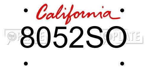 8052SO California License Plate