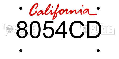 8054CD California License Plate