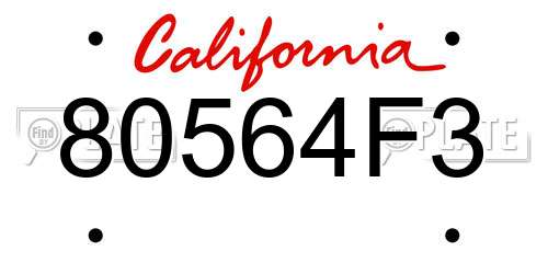 80564F3 California License Plate