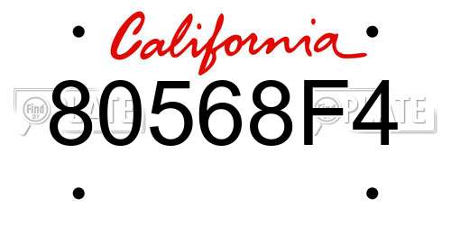 80568F4 California License Plate