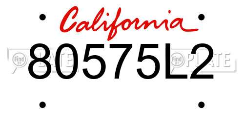 80575L2 California License Plate