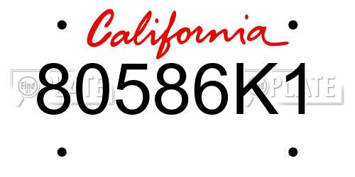 80586K1 California License Plate