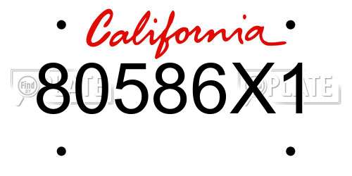 80586X1 California License Plate