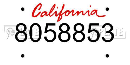 8058853 California License Plate
