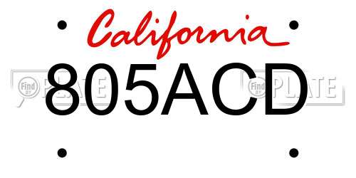 805ACD California License Plate