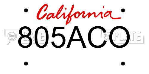 805ACO California License Plate