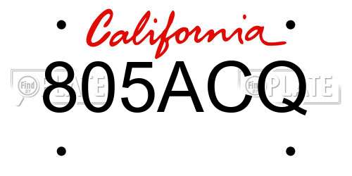 805ACQ California License Plate