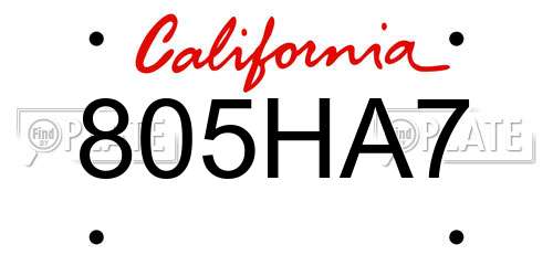 805HA7 California License Plate
