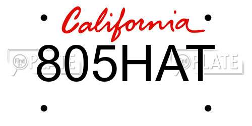 805HAT California License Plate
