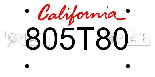 805T80 California License Plate
