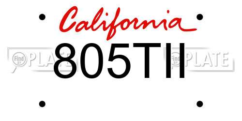 805TII California License Plate
