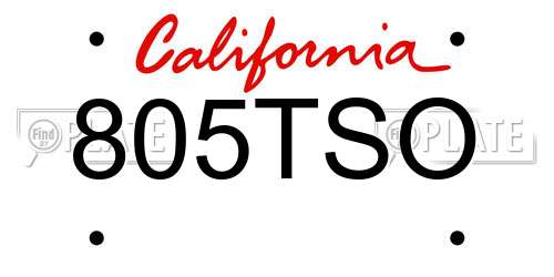805TSO California License Plate