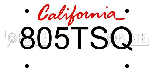 805TSQ California License Plate