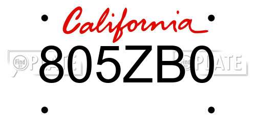 805ZB0 California License Plate