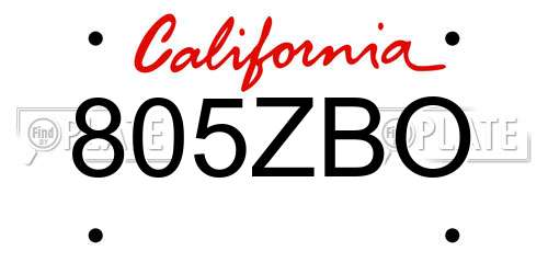 805ZBO California License Plate