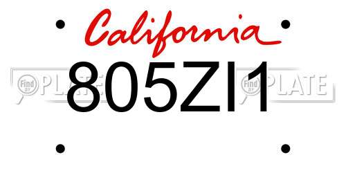 805ZI1 California License Plate
