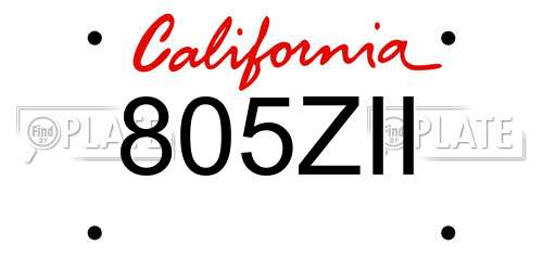805ZII California License Plate
