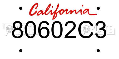 80602C3 California License Plate