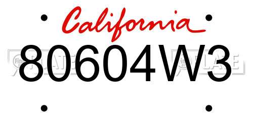 80604W3 California License Plate