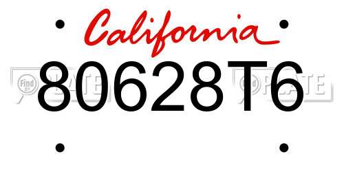 80628T6 California License Plate