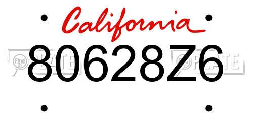 80628Z6 California License Plate