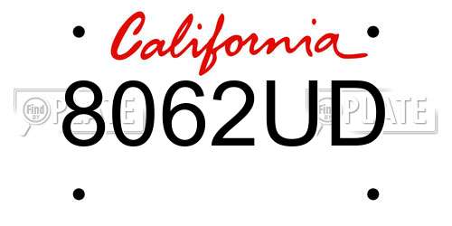 8062UD California License Plate