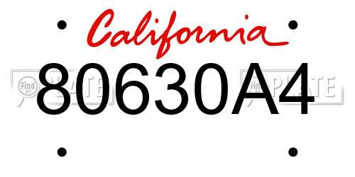80630A4 California License Plate