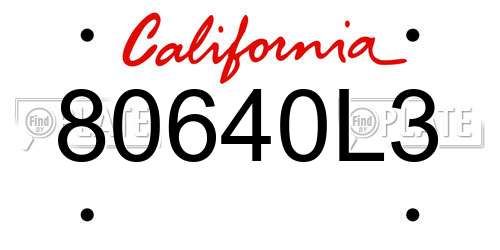 80640L3 California License Plate