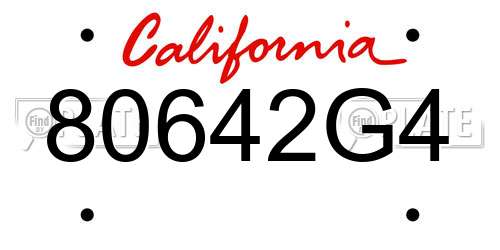 80642G4 California License Plate
