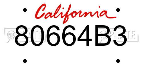 80664B3 California License Plate