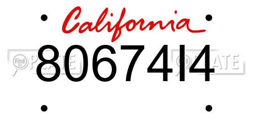 80674I4 California License Plate
