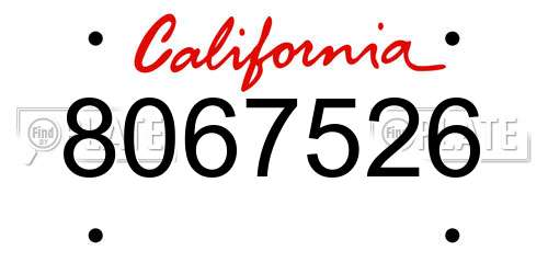 8067526 California License Plate