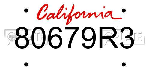 80679R3 California License Plate