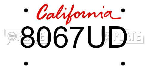 8067UD California License Plate
