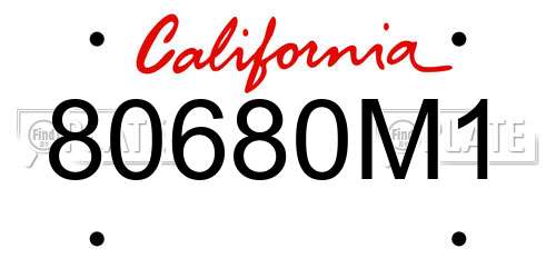 80680M1 California License Plate